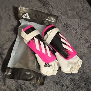 adidas Pink Black White Youth Soccer Shin Guards